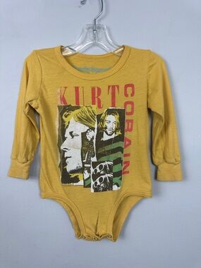 Rowdy Sprout Kurt Cobain 100% Organic Cotton Long Sleeve Onesie Sz 6-12 M